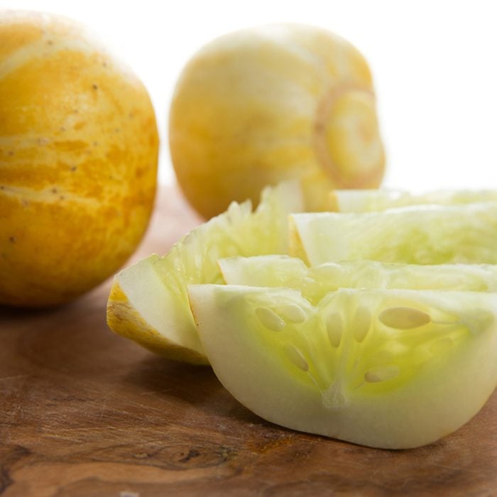 Three Yellow Lemon Cucumbers on White Background; Shutterstock ID 151473119; Job (TFH, TOH, RD, BNB, CWM, CM): Taste of Home