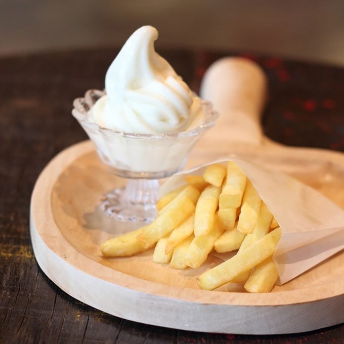 French fries and vanilla soft cream