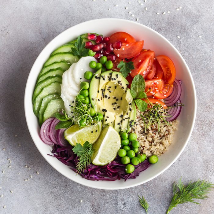 Healthy vegan lunch bowl