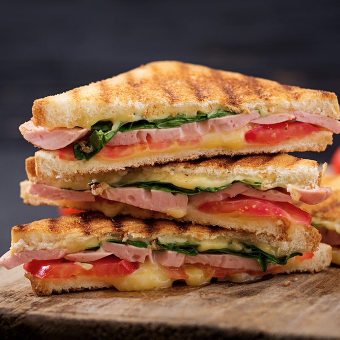 Panini sandwiches stacked together