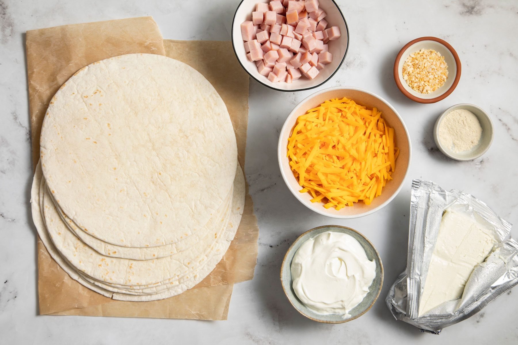 Ingredients for Ham And Cheese Roll Ups