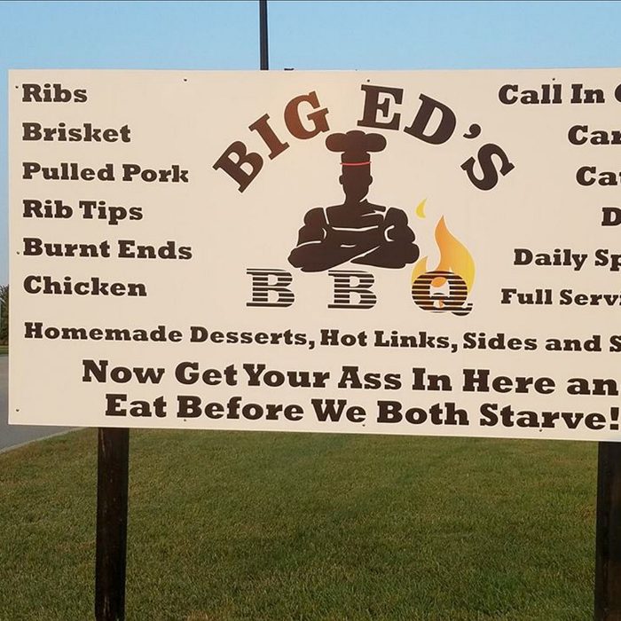 Sign for Big Ed's BBQ