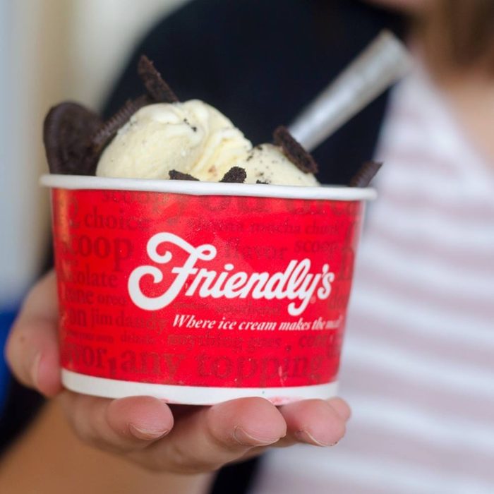 Friendly's ice cream in hand
