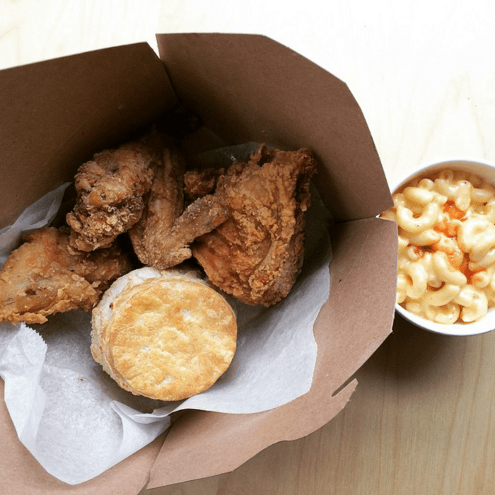 Pies 'n' Thighs' fried chicken and biscuits