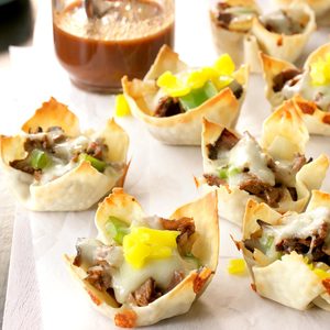 Philly Cheesesteak Won Ton Cups