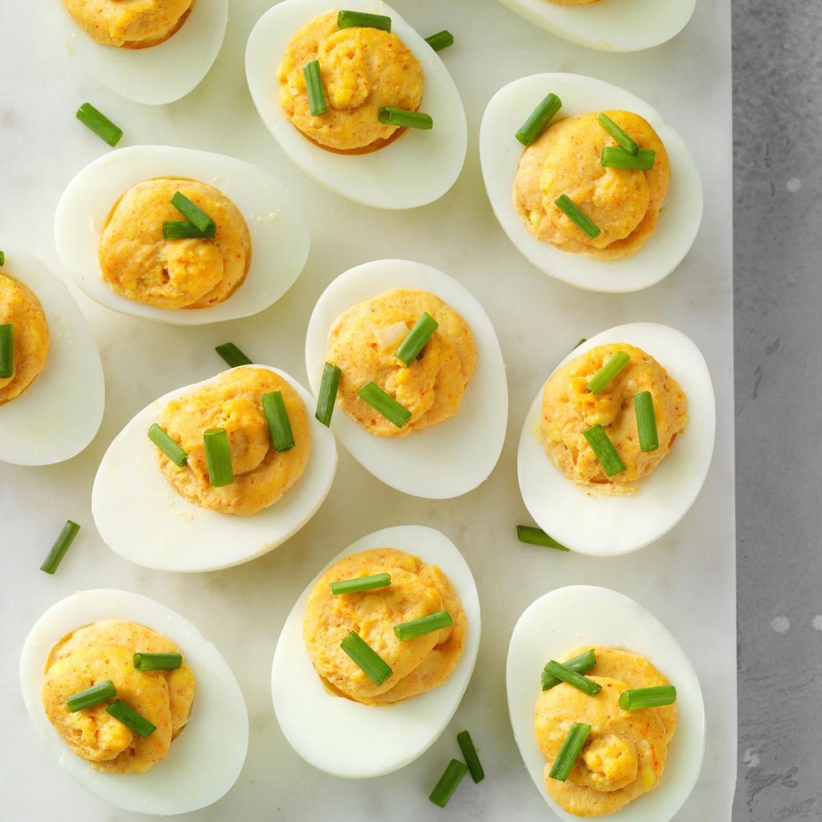 Roasted garlic deviled eggs