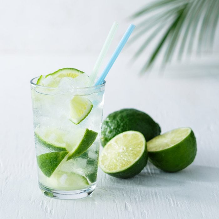 Caipirinha cocktail with lime