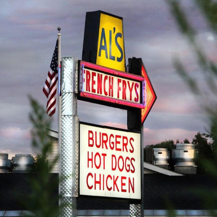 Sign outside for Al's French Frys