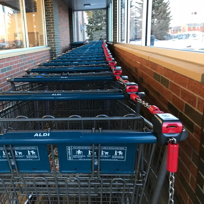 The carts outside of an Aldi Food Market store in Minnesota.