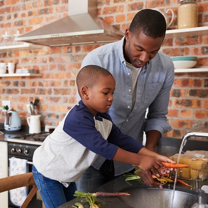 Son Helping Father To Prepare Vegetables For Meal In Kitchen; Shutterstock ID 627670430; Job (TFH, TOH, RD, BNB, CWM, CM): TOH Amazon Echo