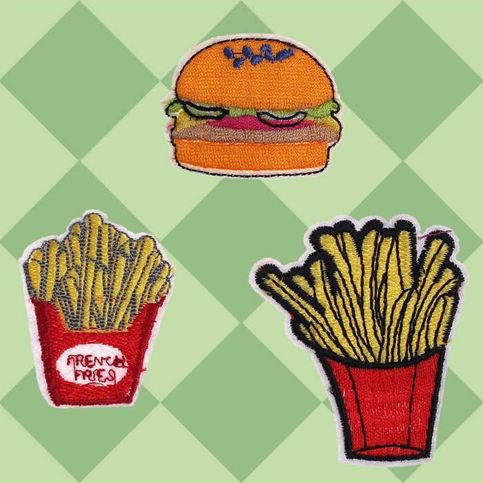 8pcs Assorted Food Patches Hamburger Dessert Fries Iron on Appliques Clothing Decoration