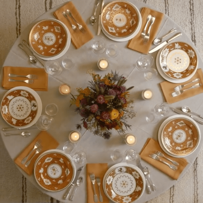 Thanksgiving dinner table set-up