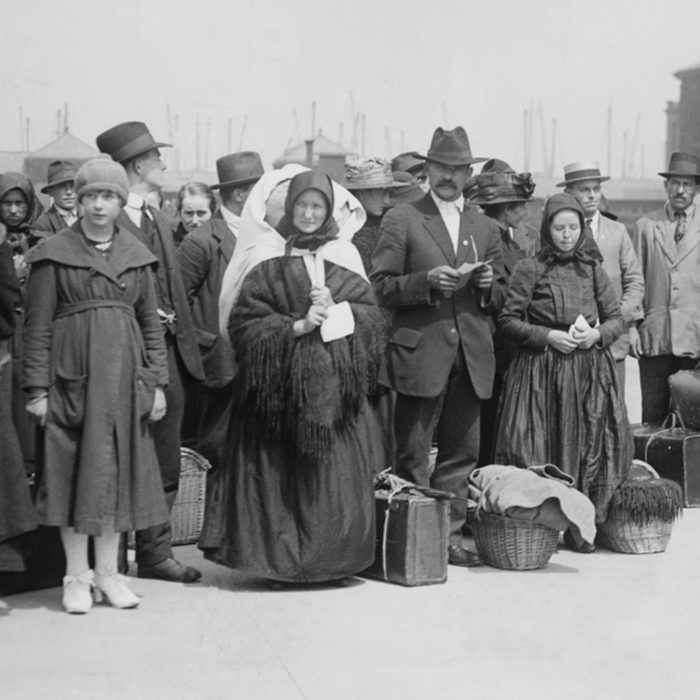 Newly arrived European immigrants at Ellis Island 