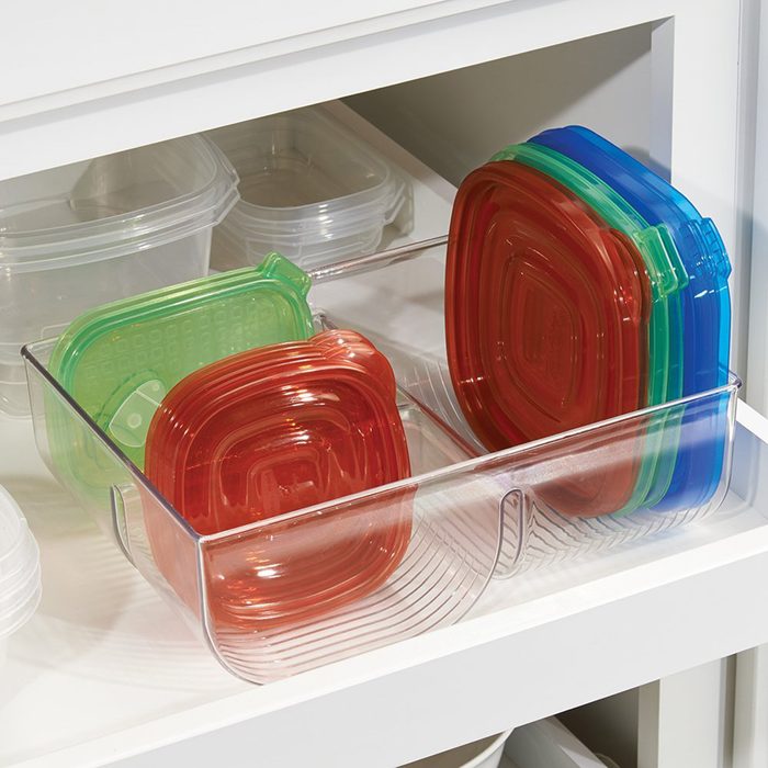 mDesign Food Storage Lid Organizer for Kitchen Cabinet