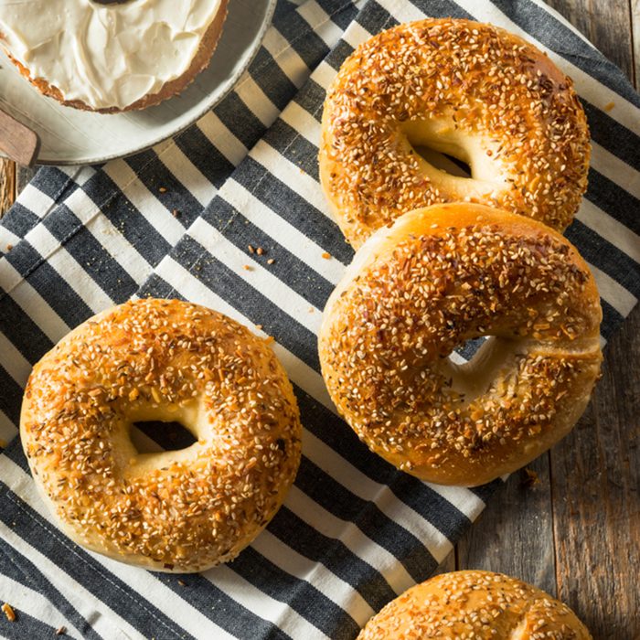 Round Warm Everything Bagels Ready to Eat