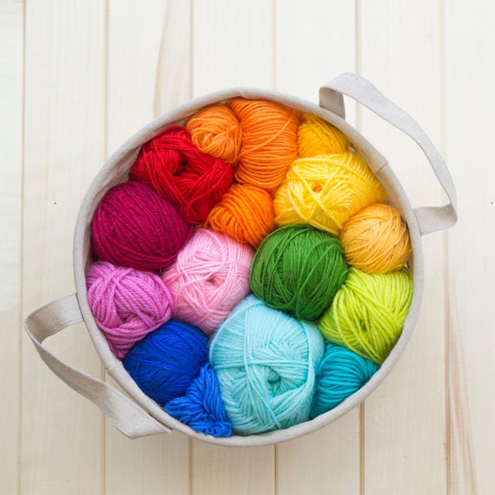 Colored balls of yarn. 