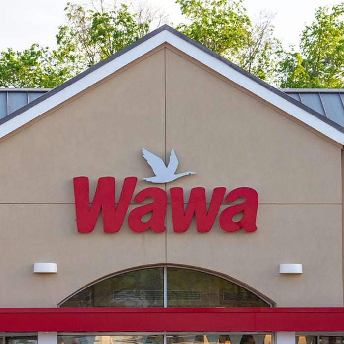 Exterior sign of WaWa, a chain of fast food, gas, and convenience stores, which has over 750 locations