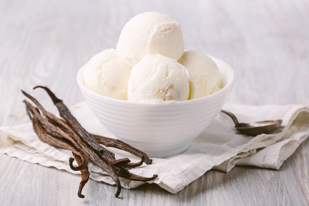 Pure Vanilla Ice Cream made from vanilla bean pods.