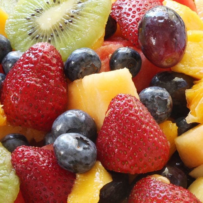 Fresh fruit salad in close-up