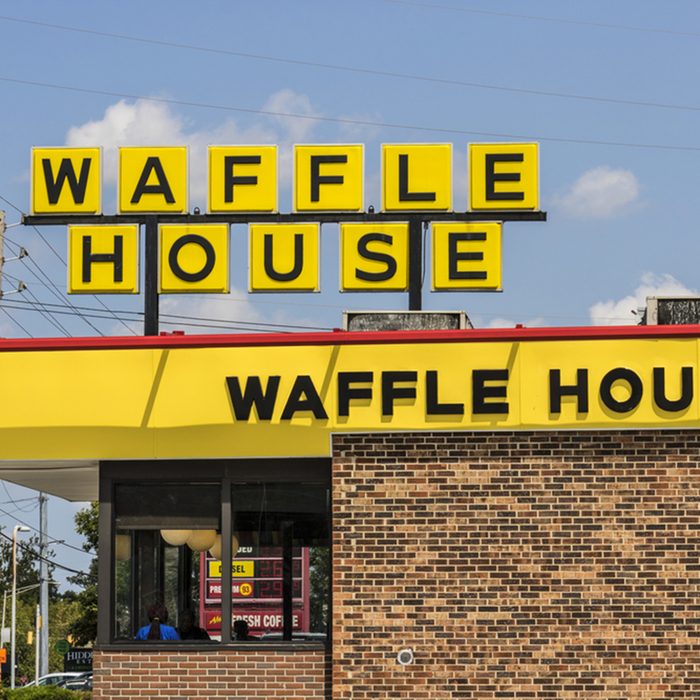 Exterior and Logo of Iconic Southern Restaurant Chain Waffle House.