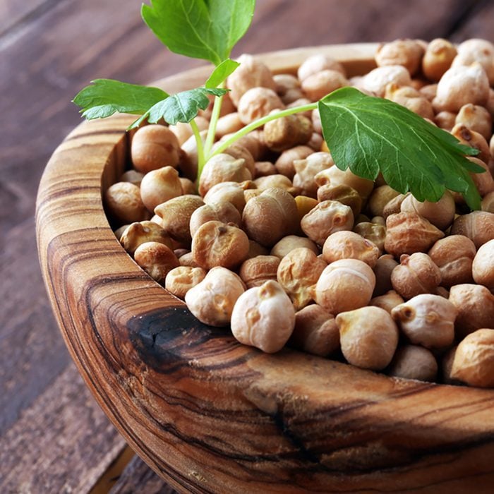 Raw Chickpeas on a bowl. Chickpeas is nutritious food. 