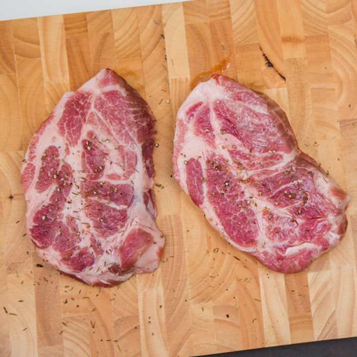 raw pork shoulder steak