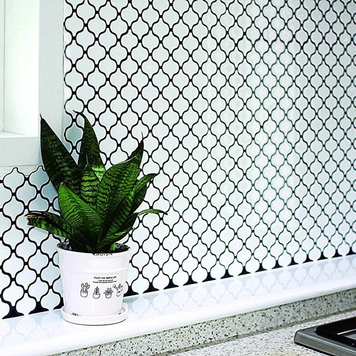 Tic Tac Tiles Anti-Mold Peel and Stick Wall Tile in Damask White