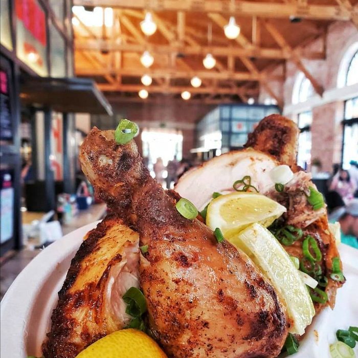 Close-up of fried chicken at the Bottling Department