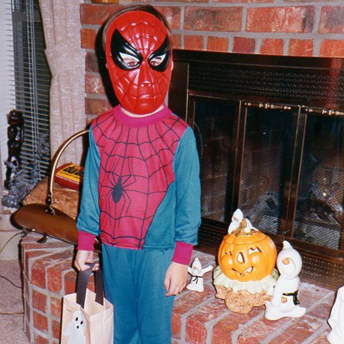child dressed as spiderman for Halloween