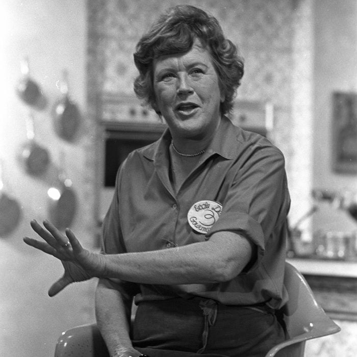 Julia Child cooking on the set of her WGBH cooking show, 'The French Chef Julia Child
