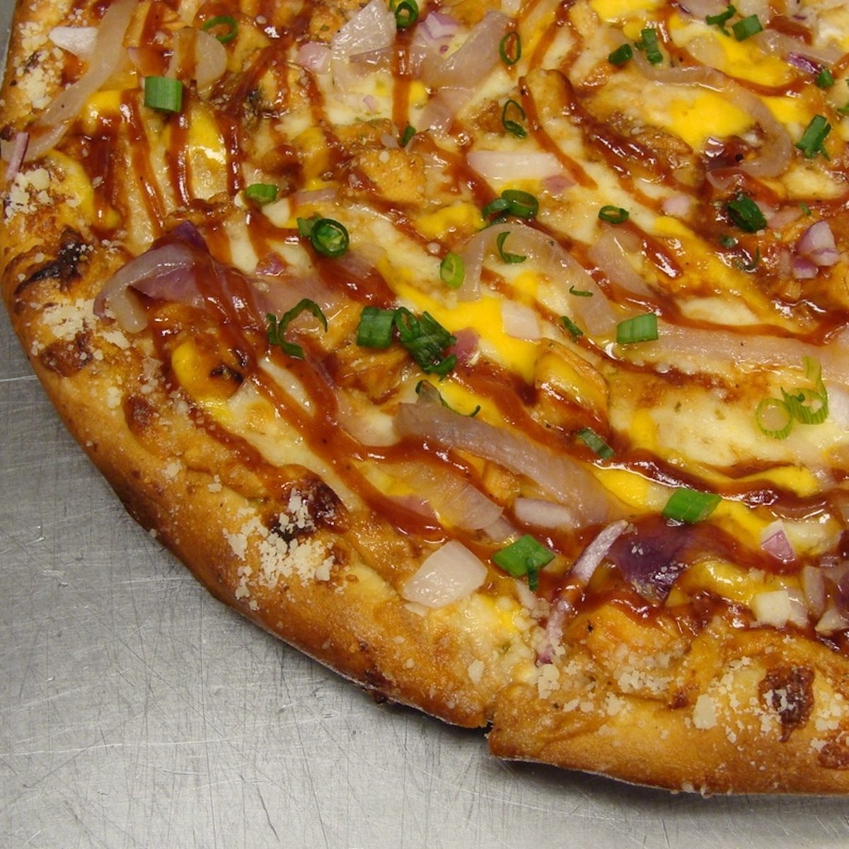 close up of a pizza from Belle Isle Pizza