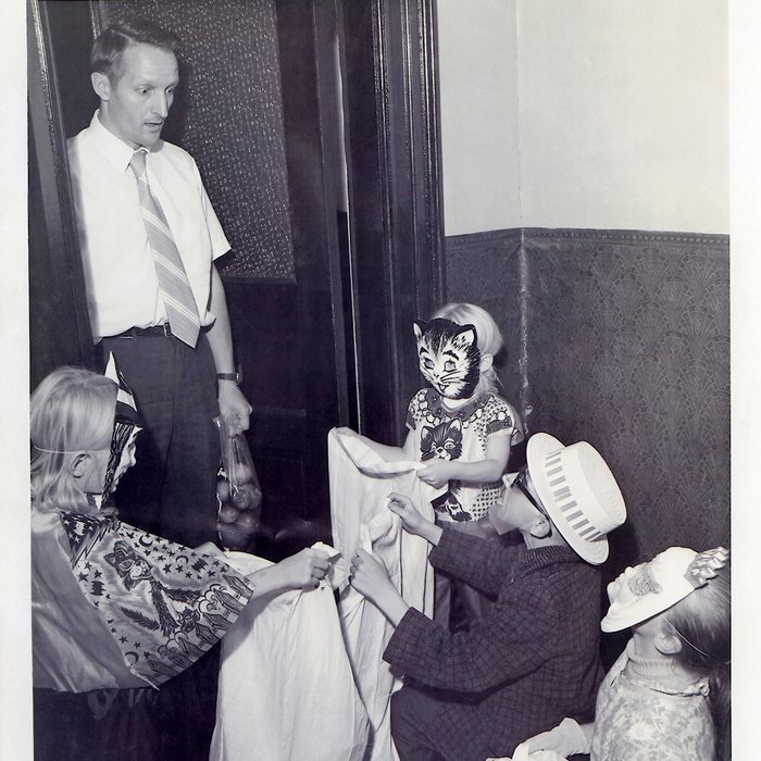 children trick-or-treating on Halloween