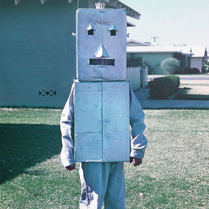 child dressed as robot for Halloween 