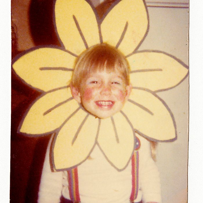 child dressed as flower for Halloween costume