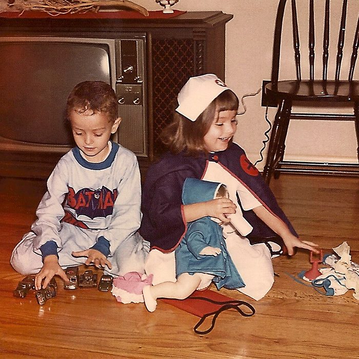 children playing with toys on Halloween