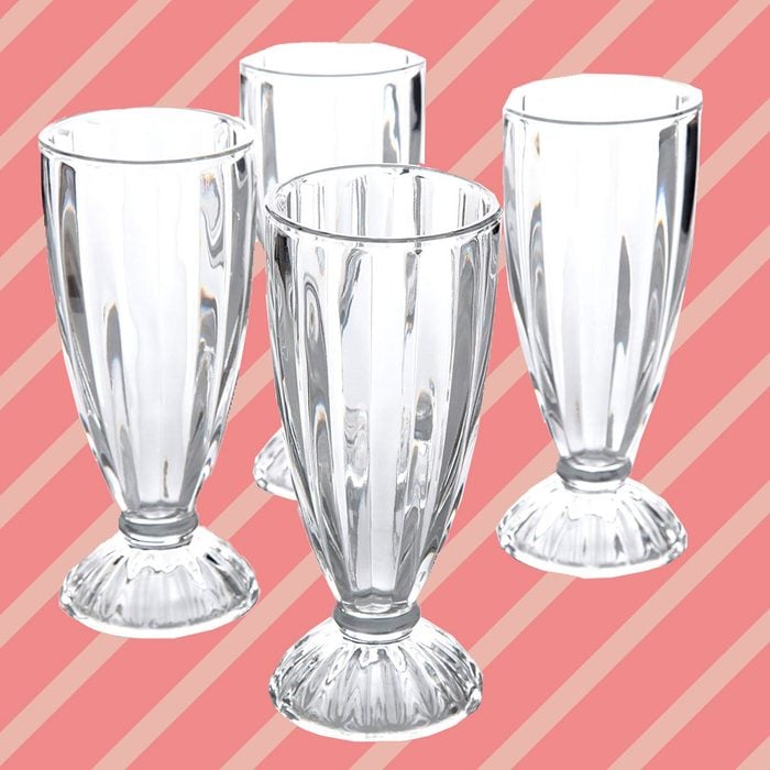 General Store by Gibson Embossed Glass 12 oz Milk Shake Glass (4 Pack), Clear