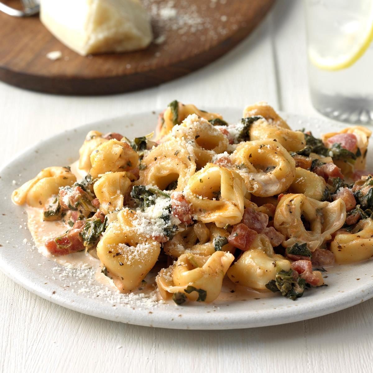 Tortellini with Tomato Spinach Cream Sauce Recipe: How to Make It ...