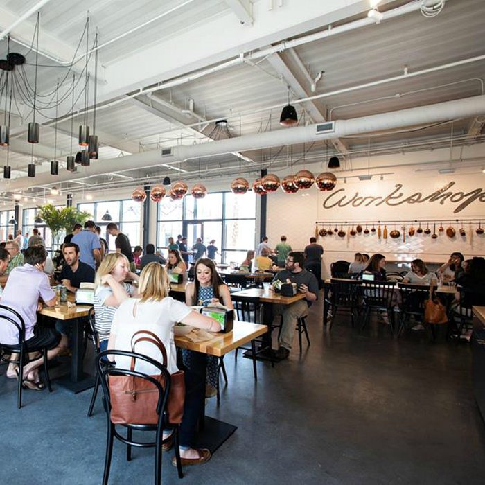 People enjoying food at The Workshop