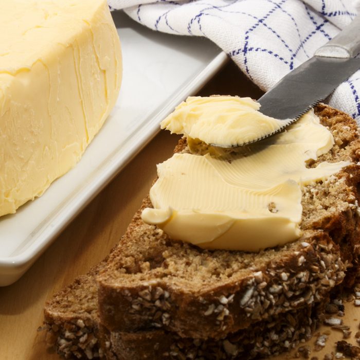 home baked irish wheaten bread with butter and knife