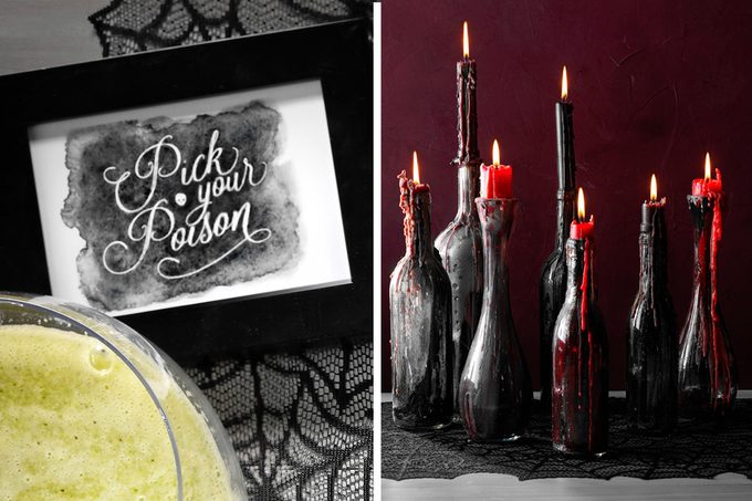 Easy halloween decoration ideas, printouts and homemade candle holders