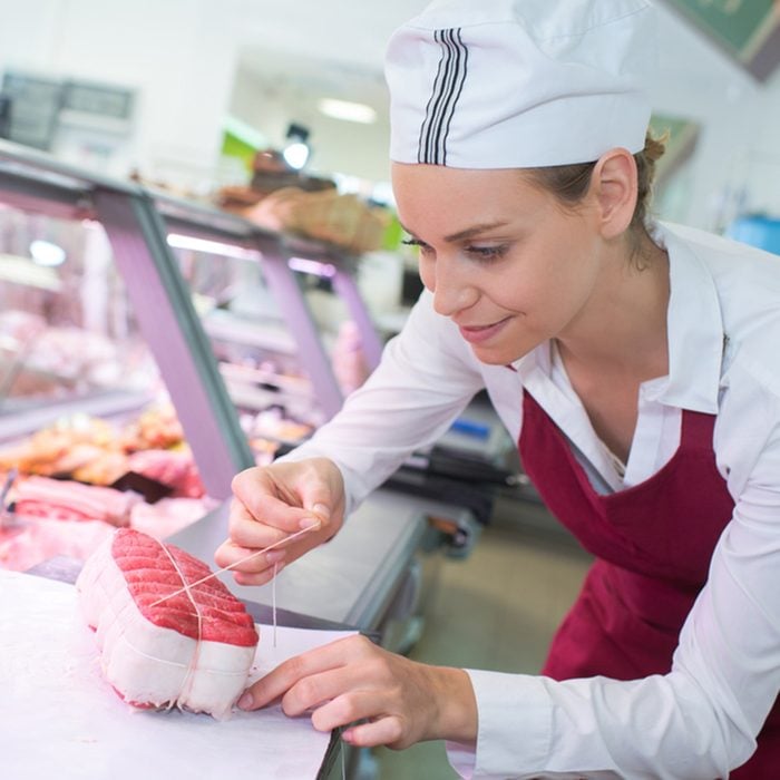 female butchers in a supermarket at work