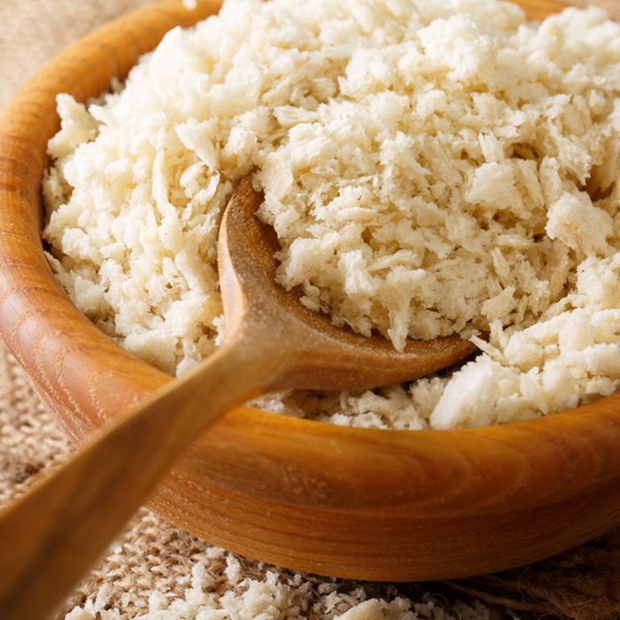 Crispy breadcrumbs Panko for breading in a bowl on the table