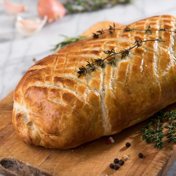Loaf of Beef Wellington Wrapped in Puff Pastry