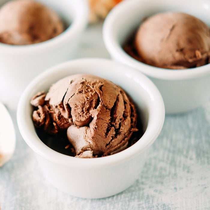 Three scoops of dark chocolate ice cream sundae with sweet flavour ; Shutterstock ID 1087719431; Job (TFH, TOH, RD, BNB, CWM, CM): Taste of Home