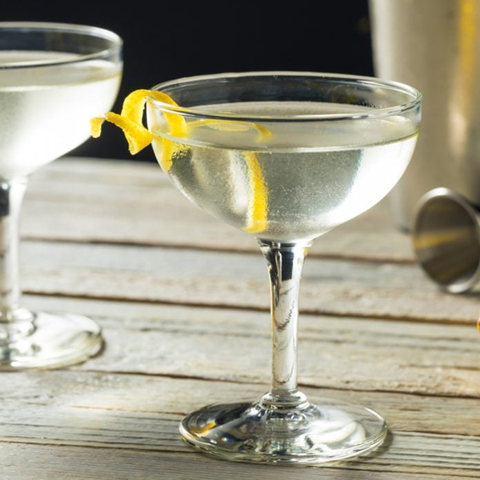 Homemade Alcoholic Vesper Martini with a Lemon Twist; Shutterstock ID 1098618356; Job (TFH, TOH, RD, BNB, CWM, CM): Taste of Home