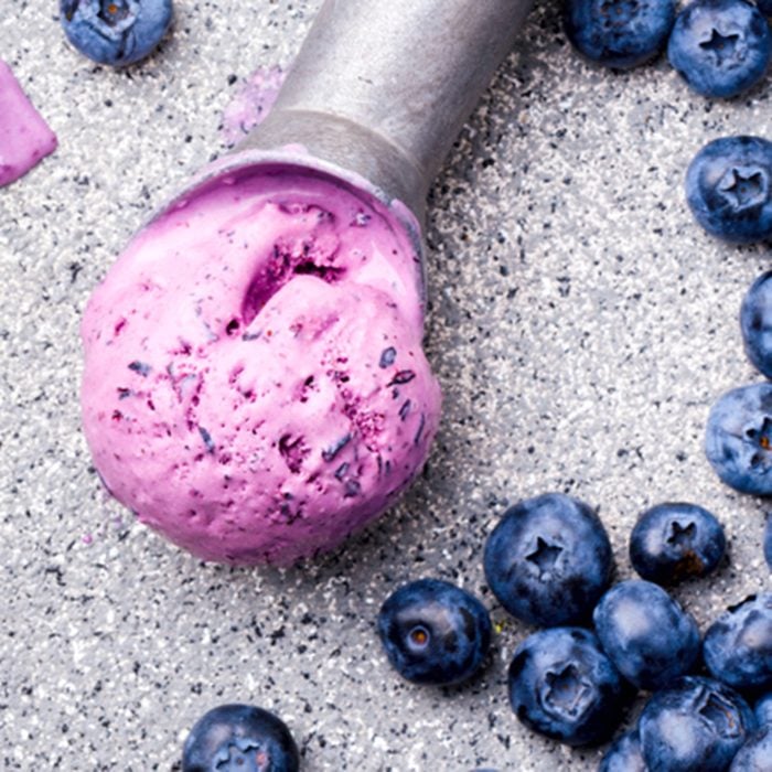 Ice cream from blueberries. Summer sweet Dessert.Top View.Single Banner. selective focus.; Shutterstock ID 1136465138; Job (TFH, TOH, RD, BNB, CWM, CM): Taste of Home
