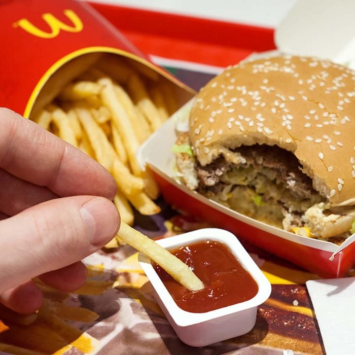 McDonald's burger fries and sauce