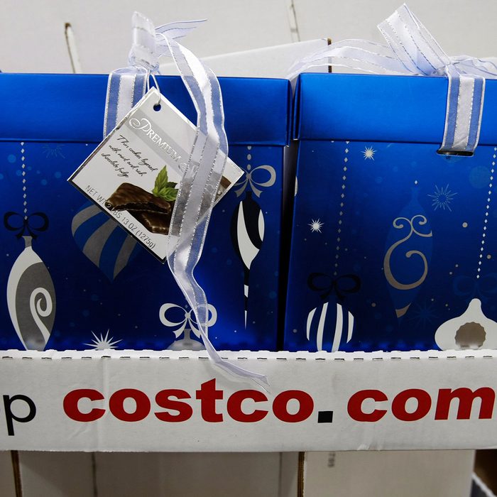 Christmas boxes on display at Costco in Mountain View, Calif