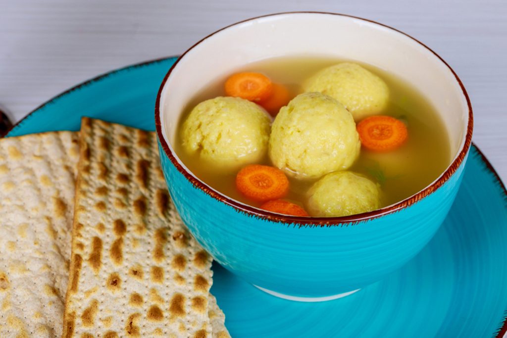 Matzo Matzah balls soup Passover Jewish holiday Food - Matzah balls soup; Shutterstock ID 1048968290; Job (TFH, TOH, RD, BNB, CWM, CM): Taste of Home