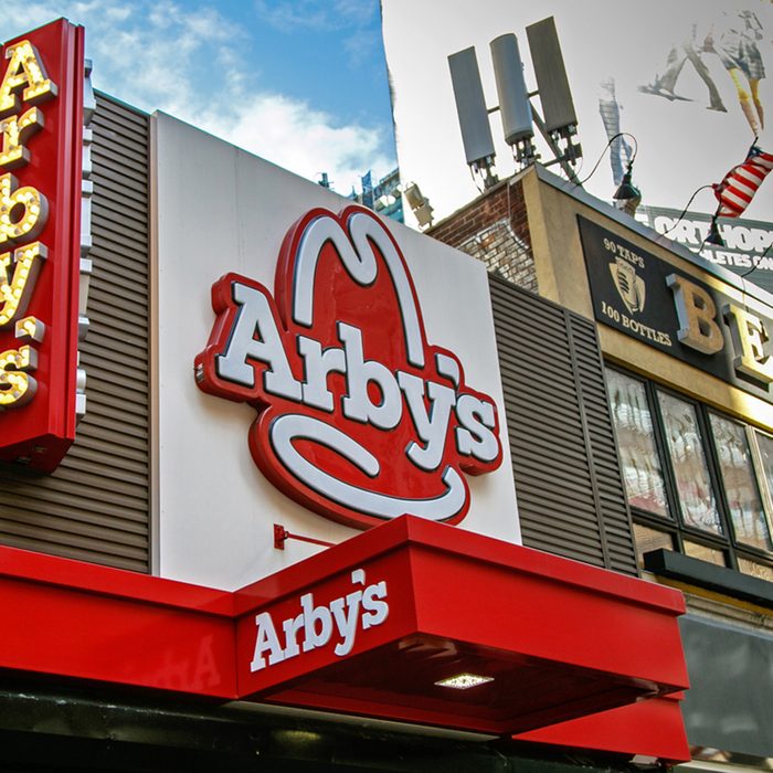 Sign above an Arby's restaurant in Manhattan.